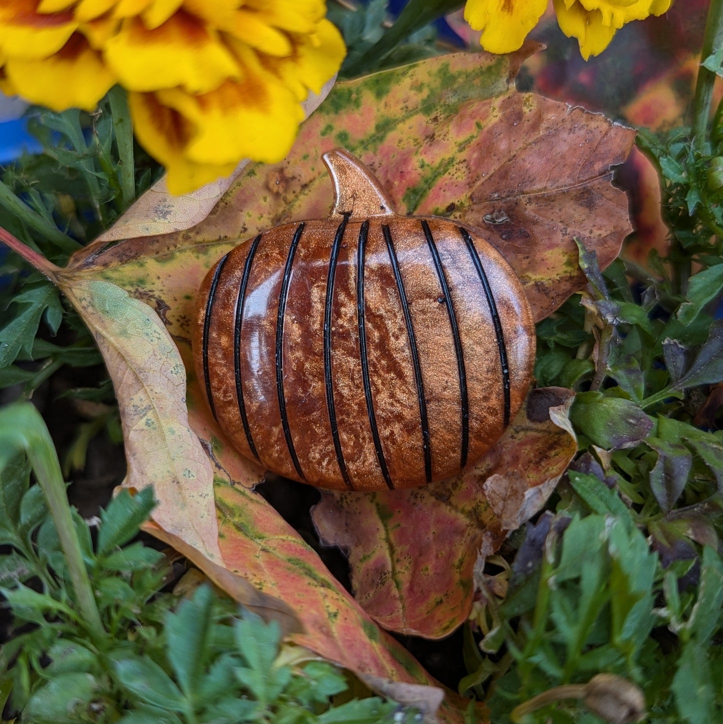 Opaque Sparkly Pumpkin Magnet - Large